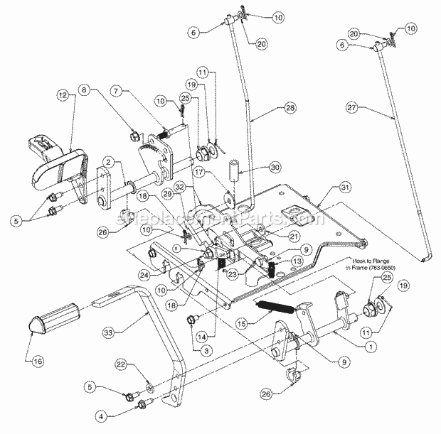 Pedal Assembly Diagram and Parts List for 1517 13A-231G100 Cub Cadet Lawn Tractor